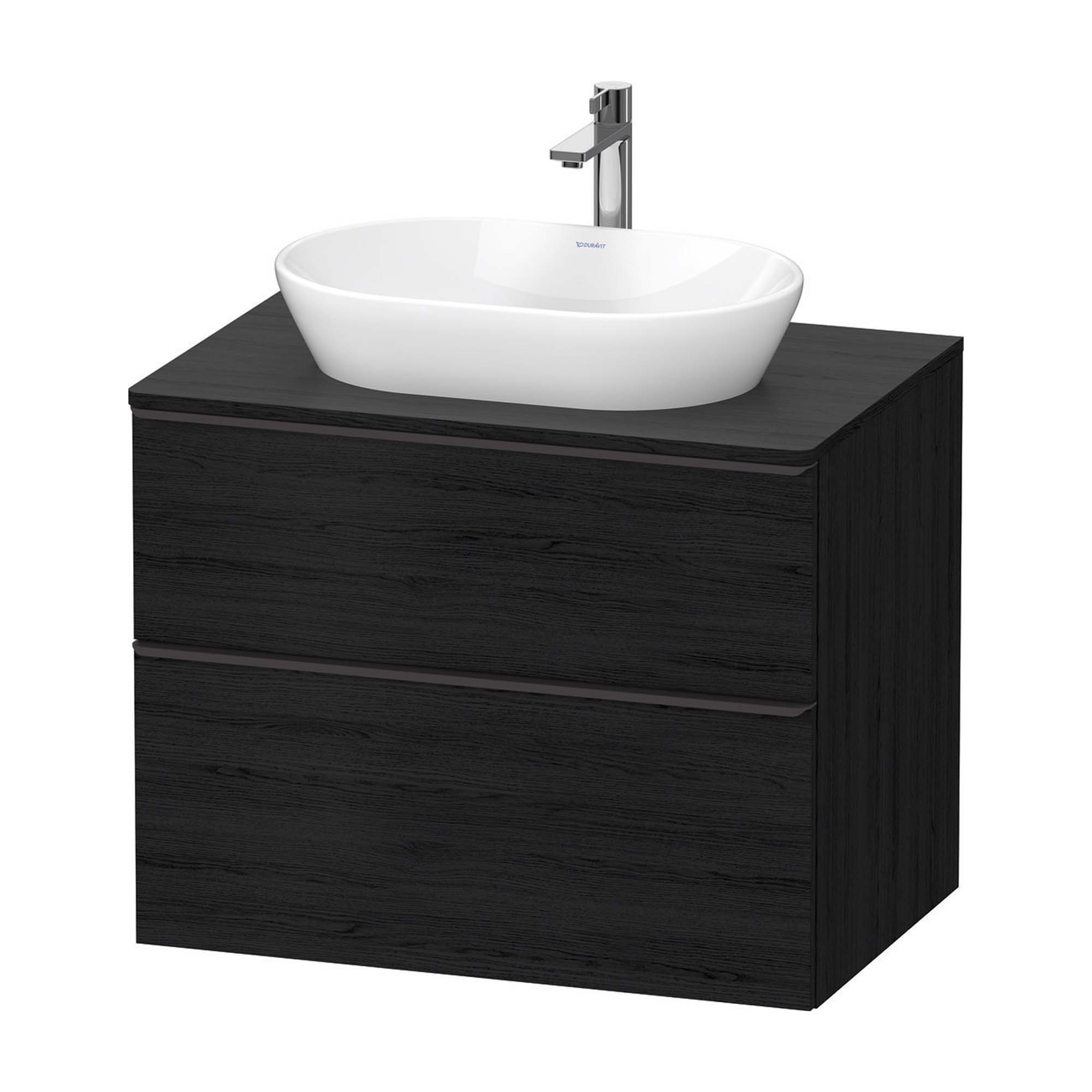 duravit d-neo 800 wall mounted vanity unit with worktop black oak diamond black handles