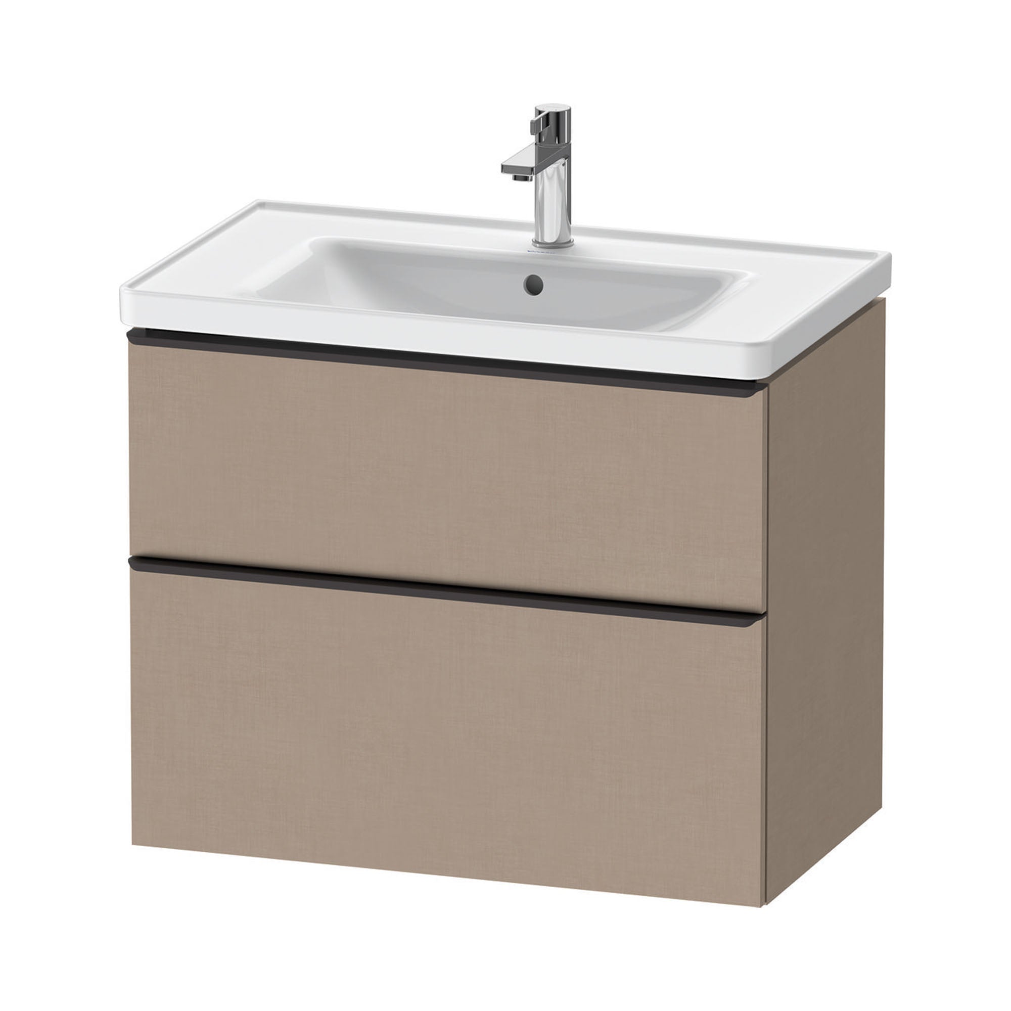 duravit d-neo 800mm wall mounted vanity unit with d-neo basin matt linen diamond black handles