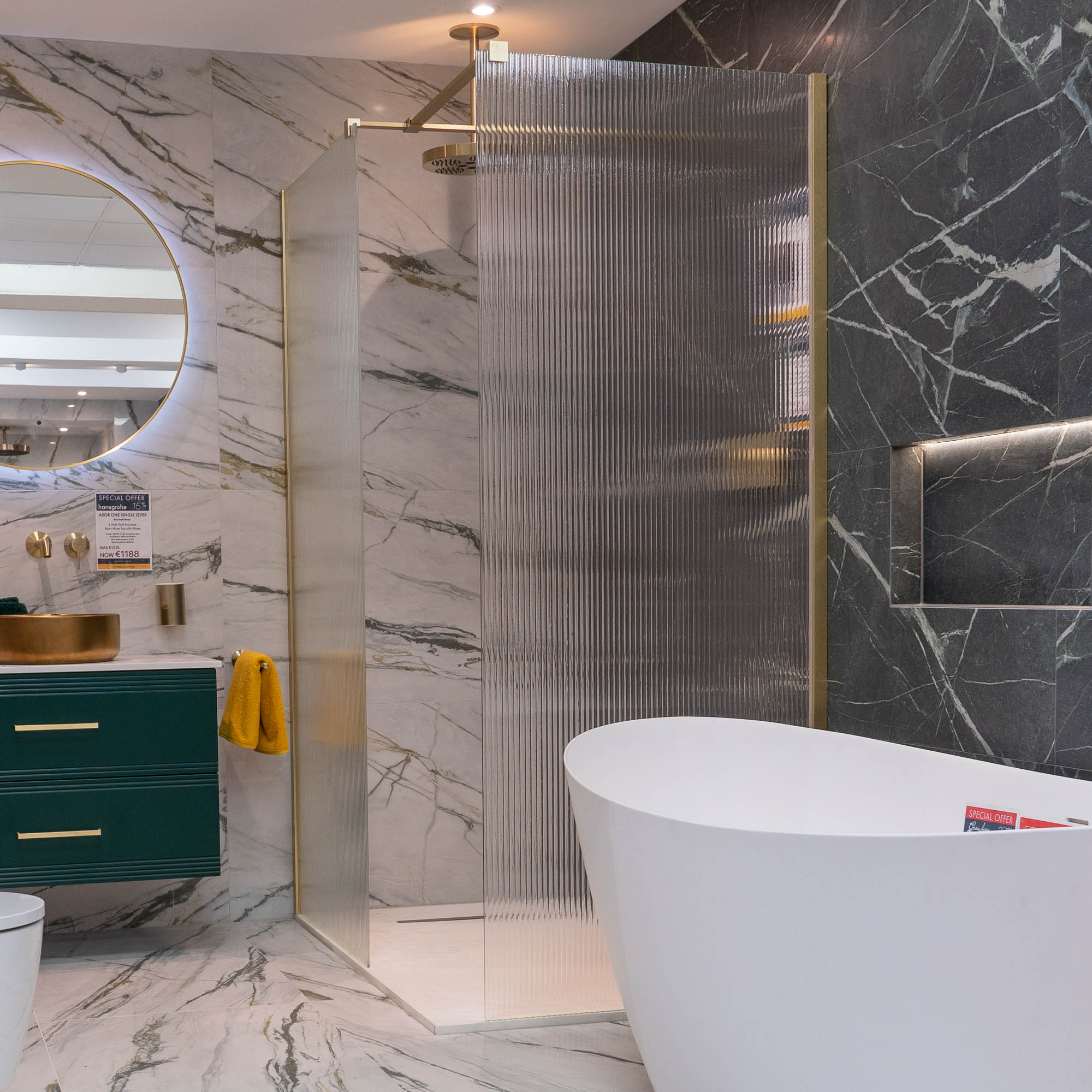 Drench Edge Fluted Glass Wetroom Shower Panel