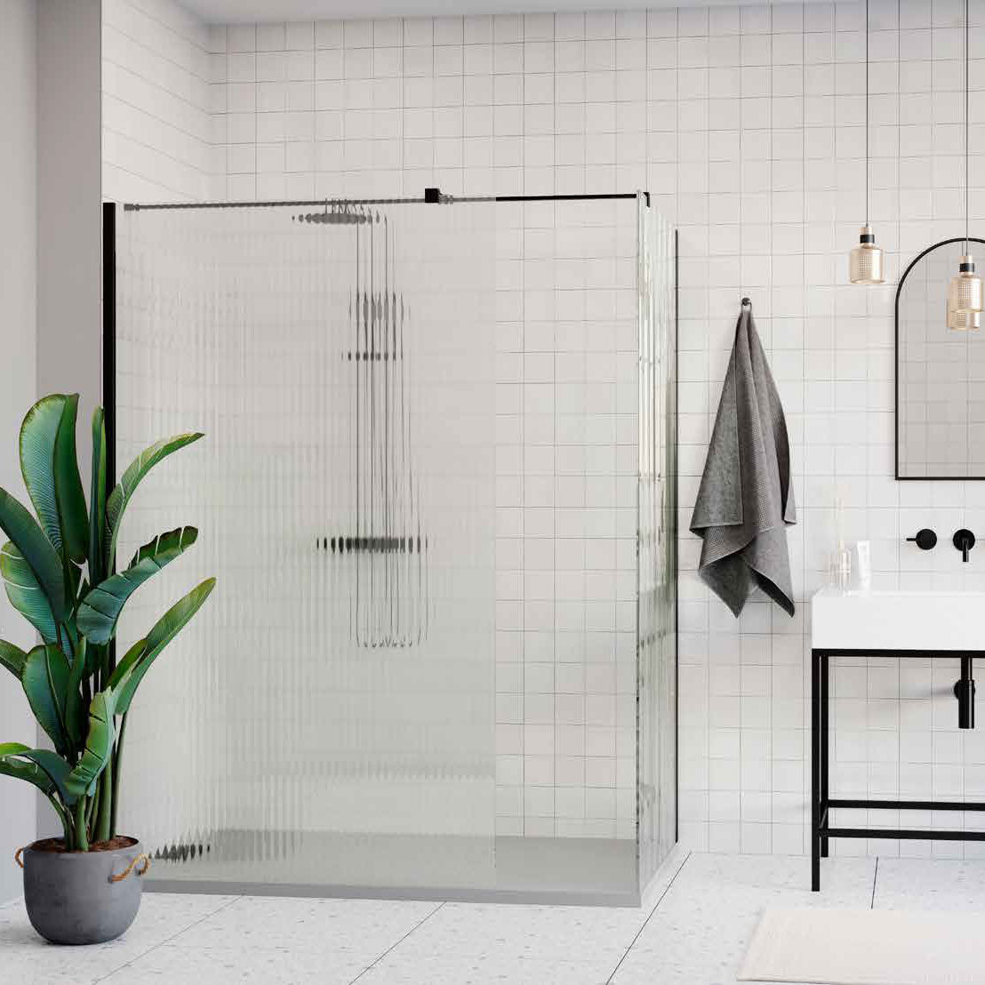 Drench Edge Fluted Glass Wetroom Shower Panel