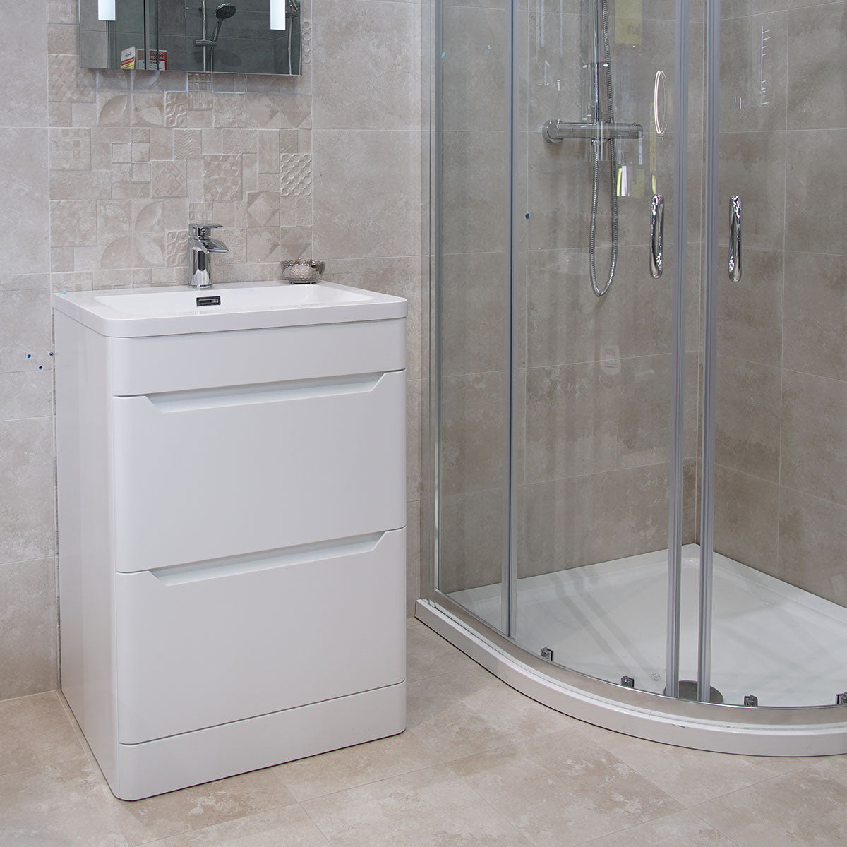 Granlusso Enzo 600 Double Drawer Floorstanding Matt Vanity Unit