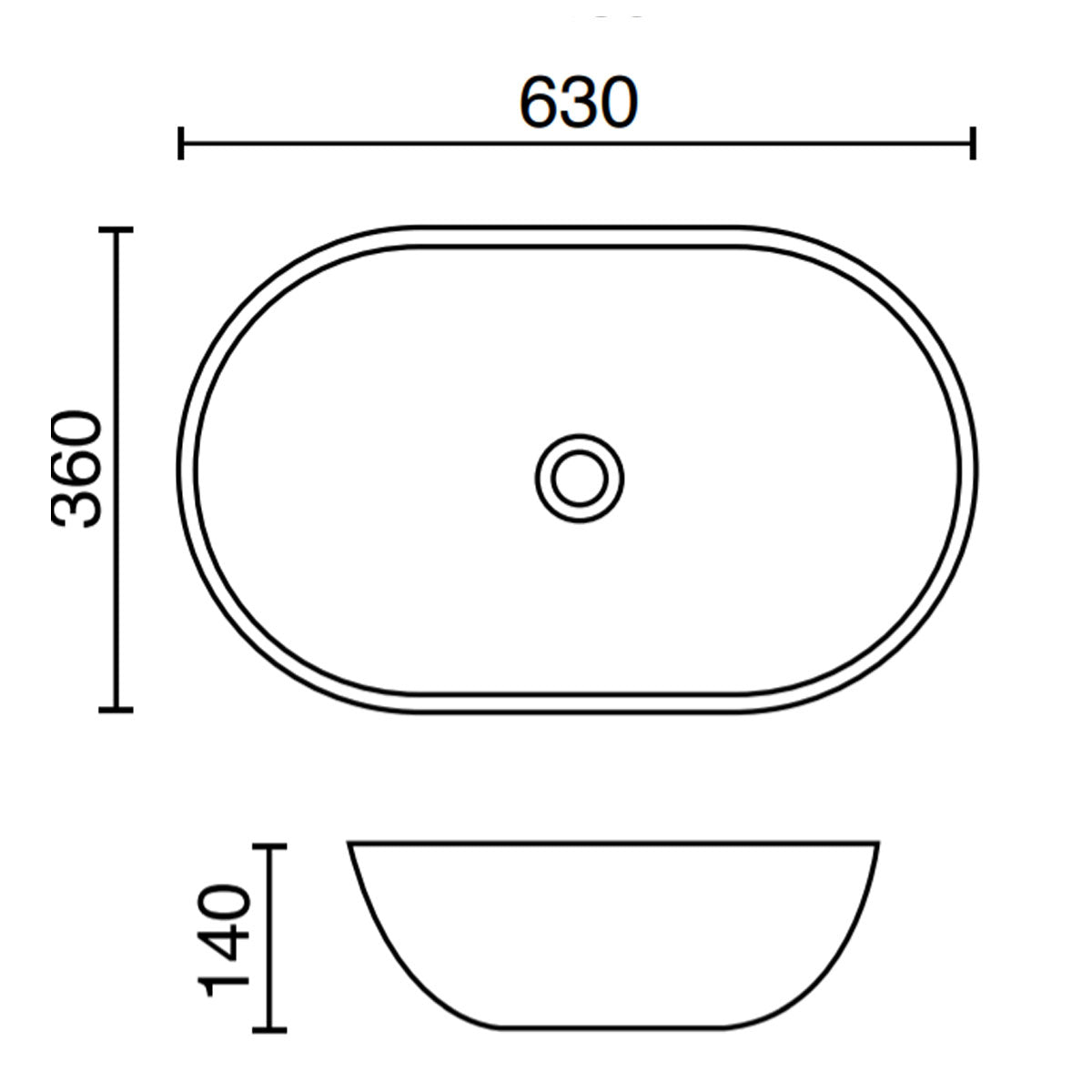 Enzo Countertop Oval Basin - White