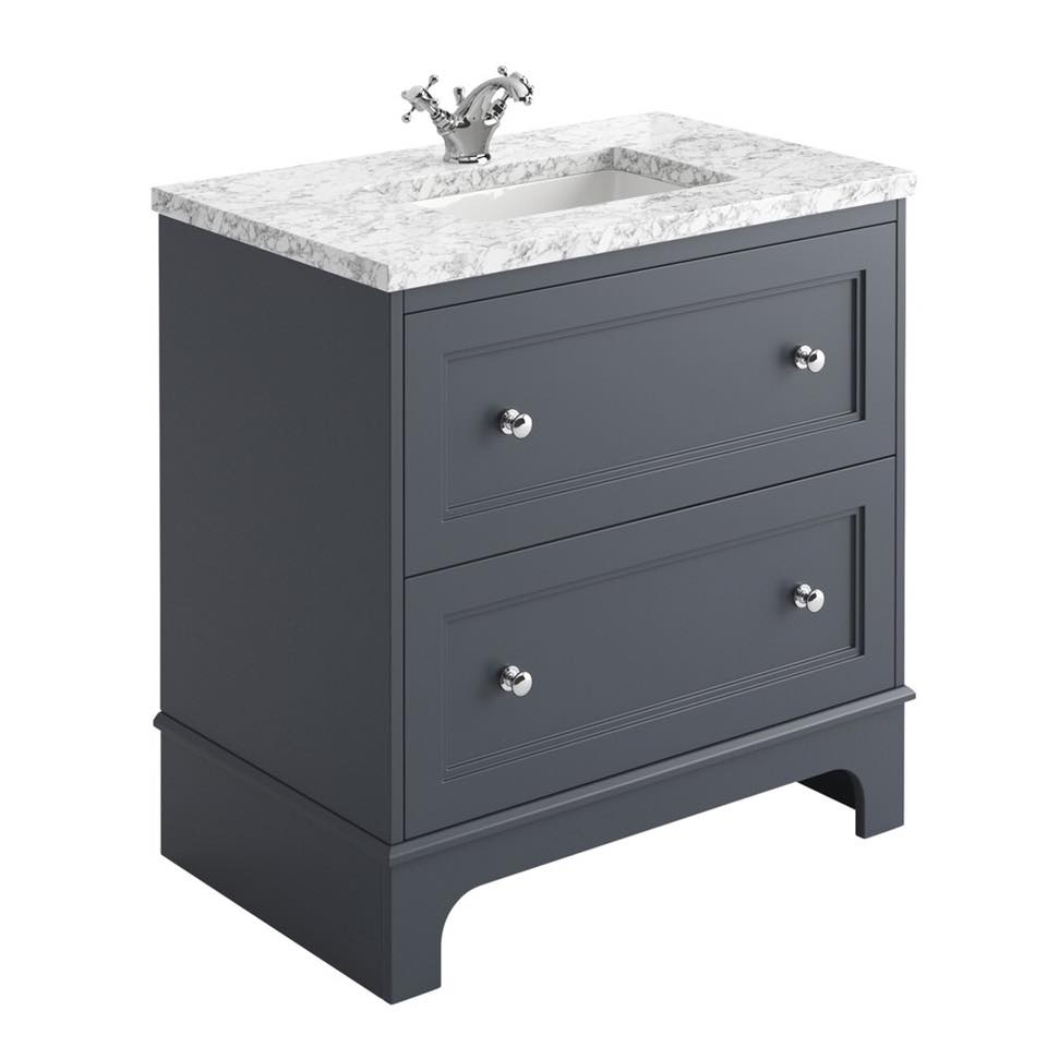 Granlusso Shelbourne 2 Drawer Floorstanding Vanity Unit with Marble Worktop & Ceramic Basin