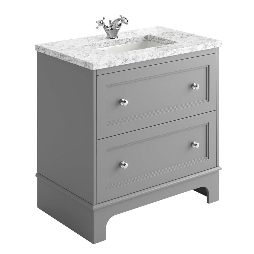 Granlusso Shelbourne 2 Drawer Floorstanding Vanity Unit with Marble Worktop & Ceramic Basin