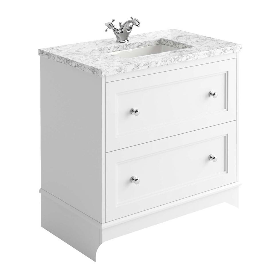 Granlusso Shelbourne 2 Drawer Floorstanding Vanity Unit with Marble Worktop & Ceramic Basin