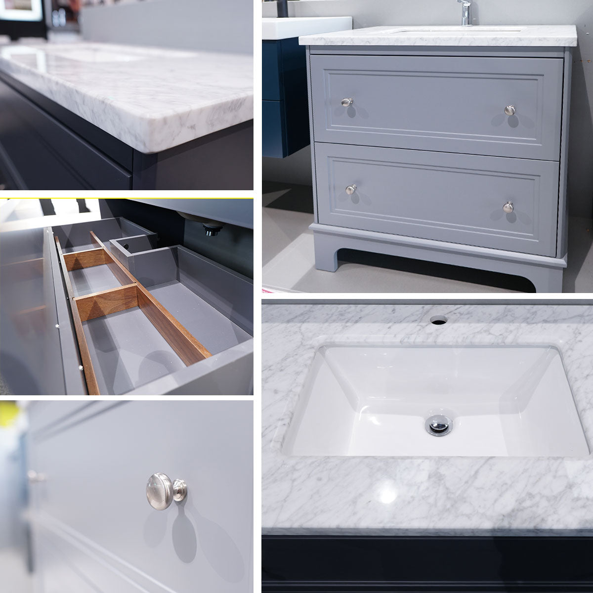 Granlusso Shelbourne 2 Drawer Floorstanding Vanity Unit with Marble Worktop & Ceramic Basin