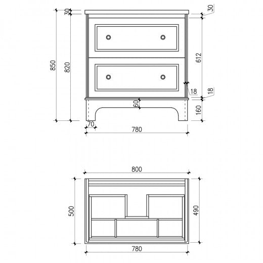 Granlusso Shelbourne 2 Drawer Floorstanding Vanity Unit with Marble Worktop & Ceramic Basin