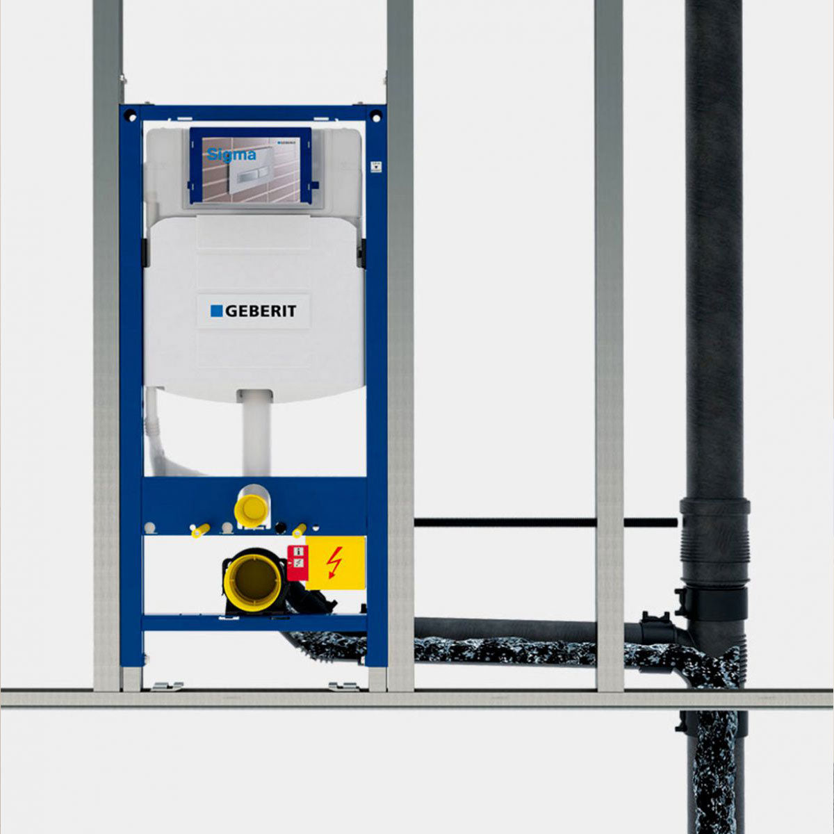 Geberit Duofix Frame For Wall-Hung WC With Concealed Cistern and Chrome Flush Plate