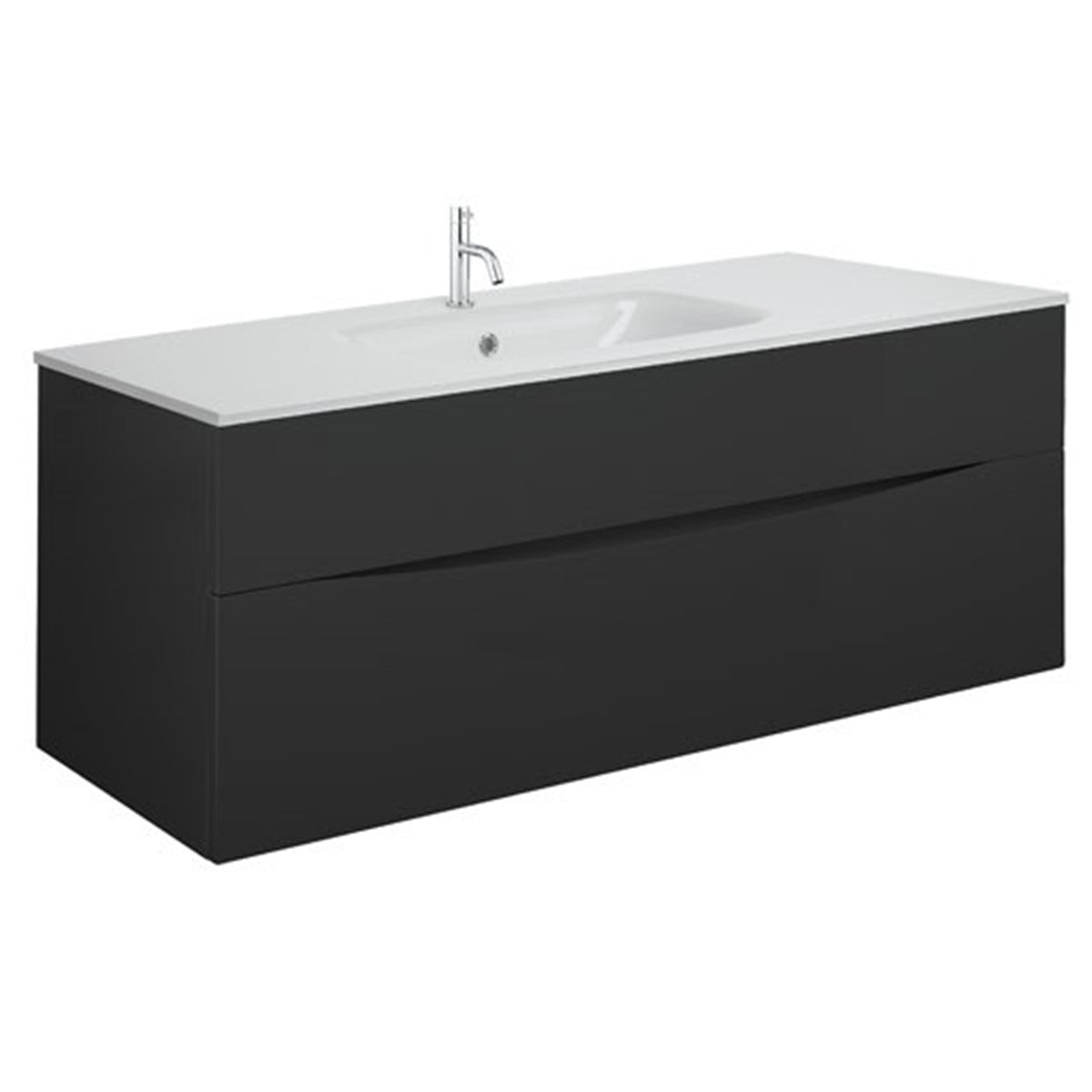 Crosswater Glide II Two Drawer Wall Hung Vanity Unit With Ice White Glass Basin