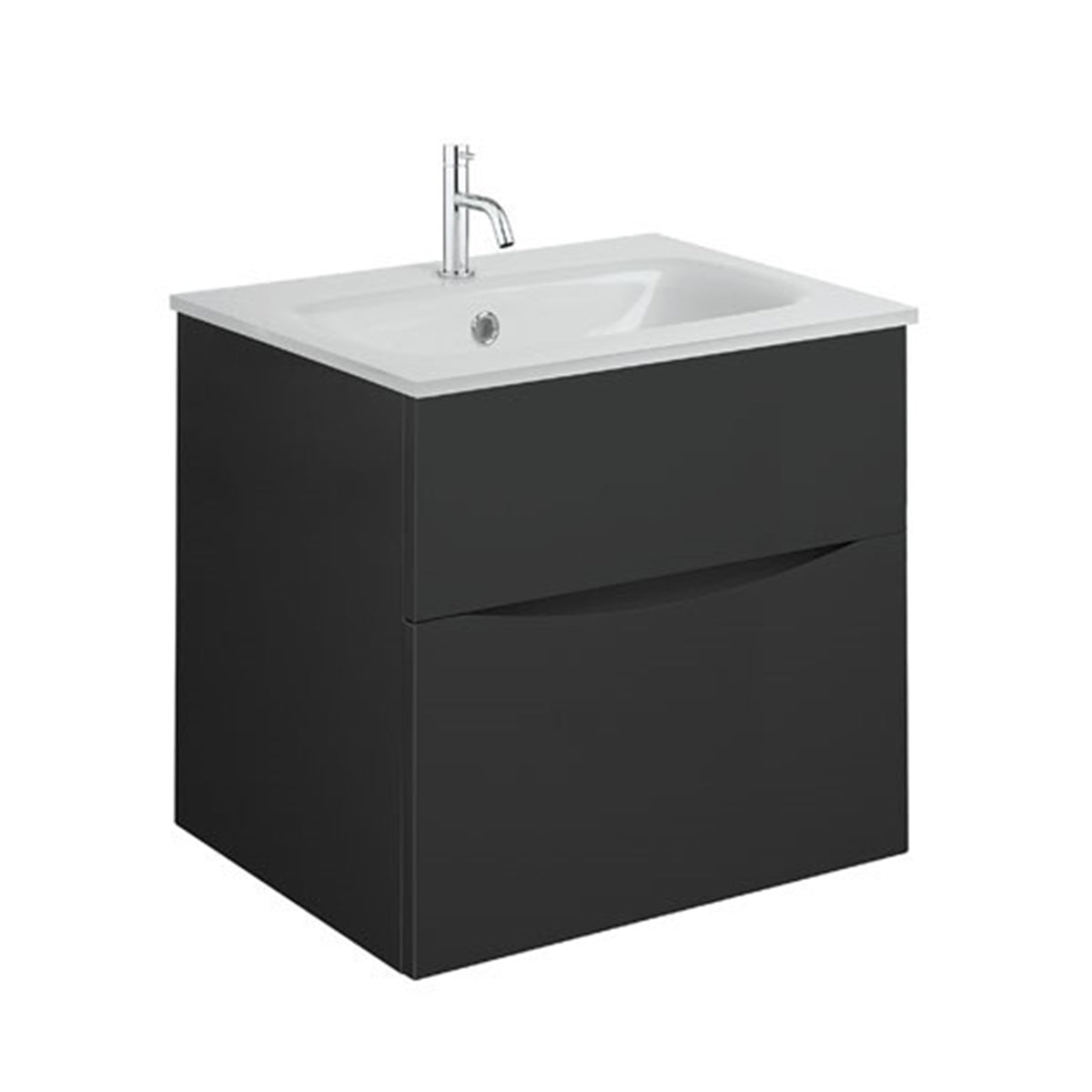 Crosswater Glide II Two Drawer Wall Hung Vanity Unit With Ice White Glass Basin