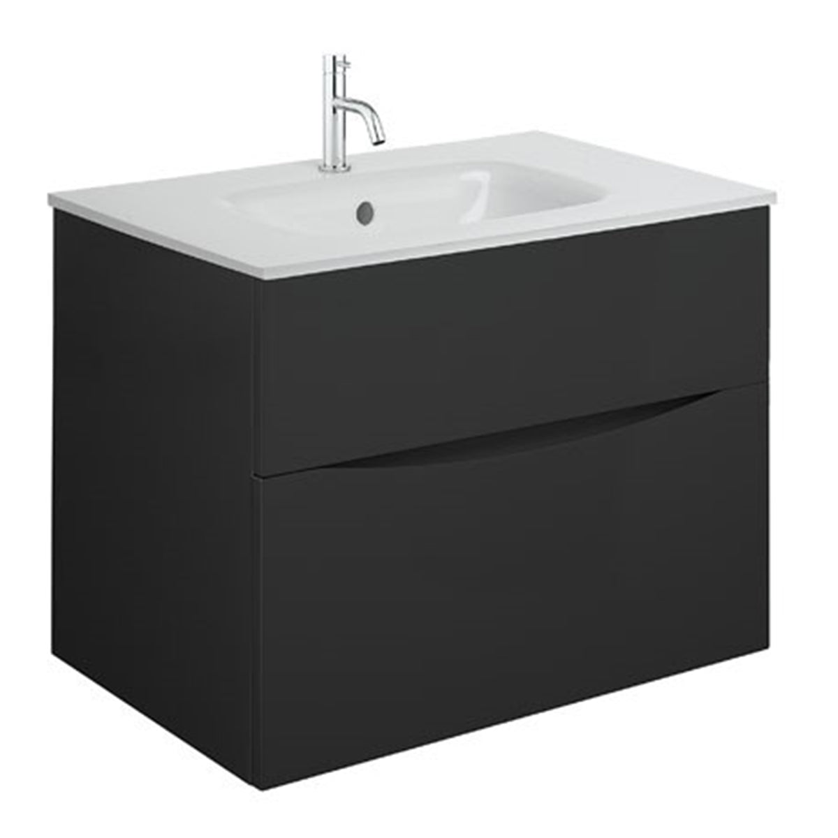 Crosswater Glide II Two Drawer Wall Hung Vanity Unit With Ice White Glass Basin