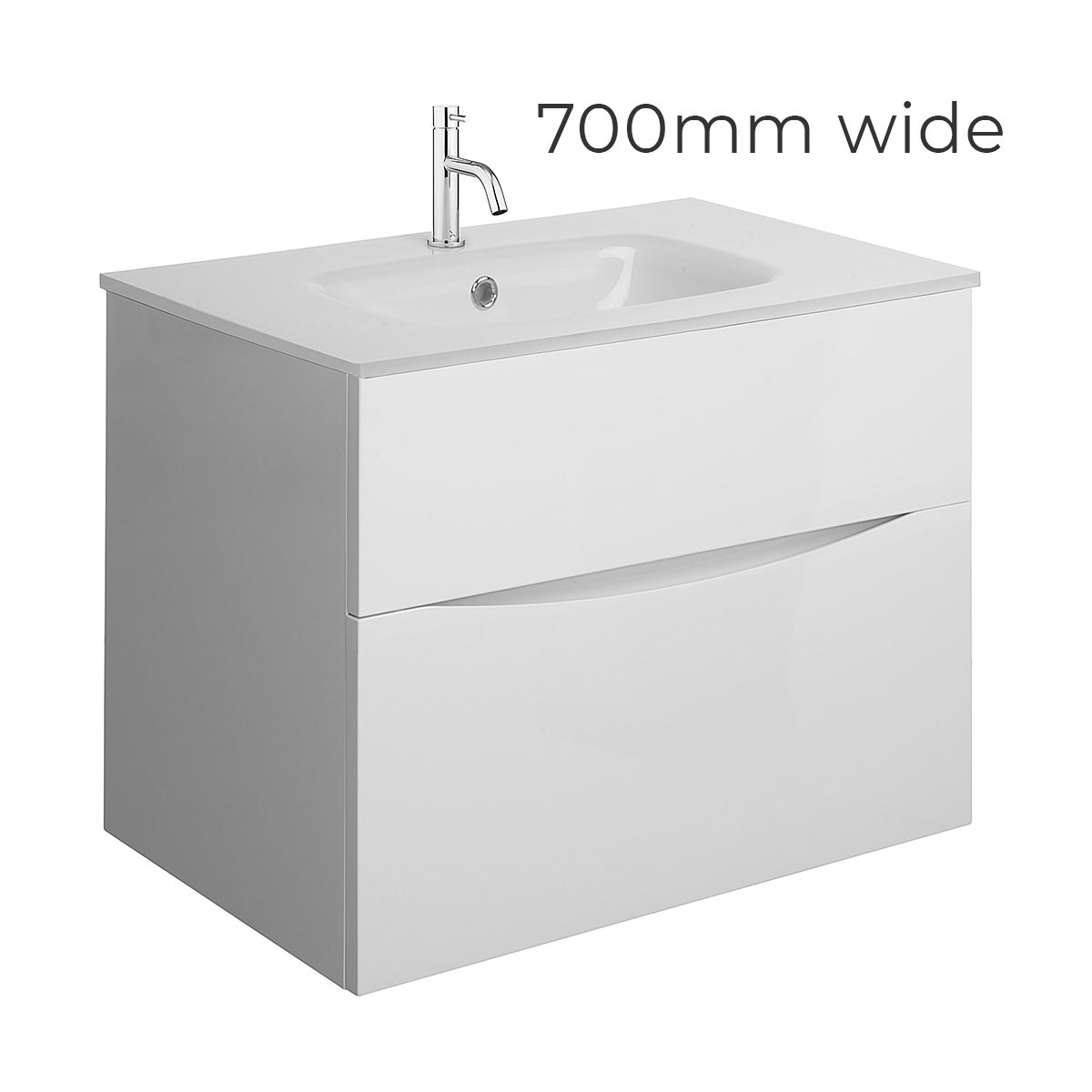 Crosswater Glide II Two Drawer Wall Hung Vanity Unit With Ice White Glass Basin
