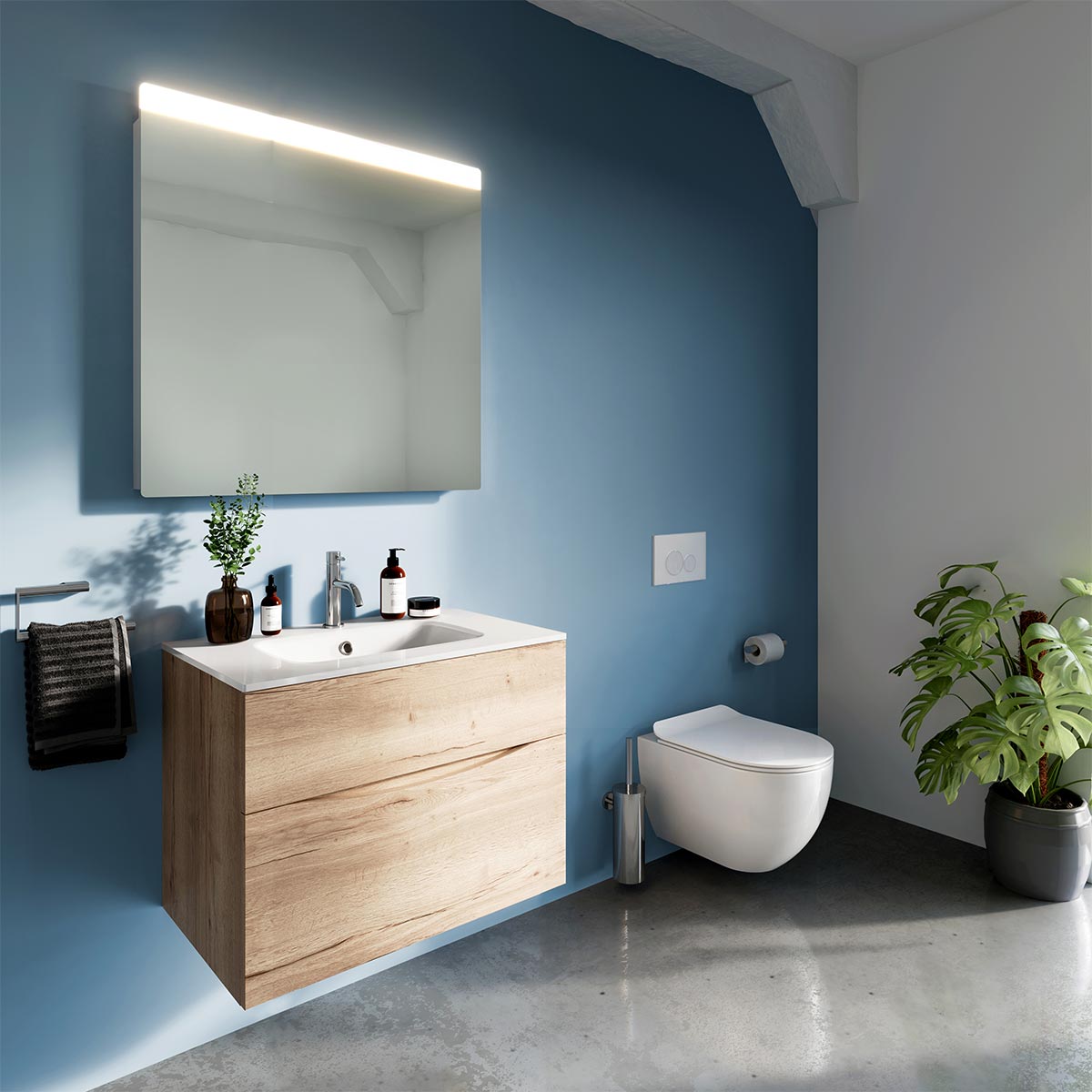 Crosswater Glide II Two Drawer Wall Hung Vanity Unit With Ice White Glass Basin