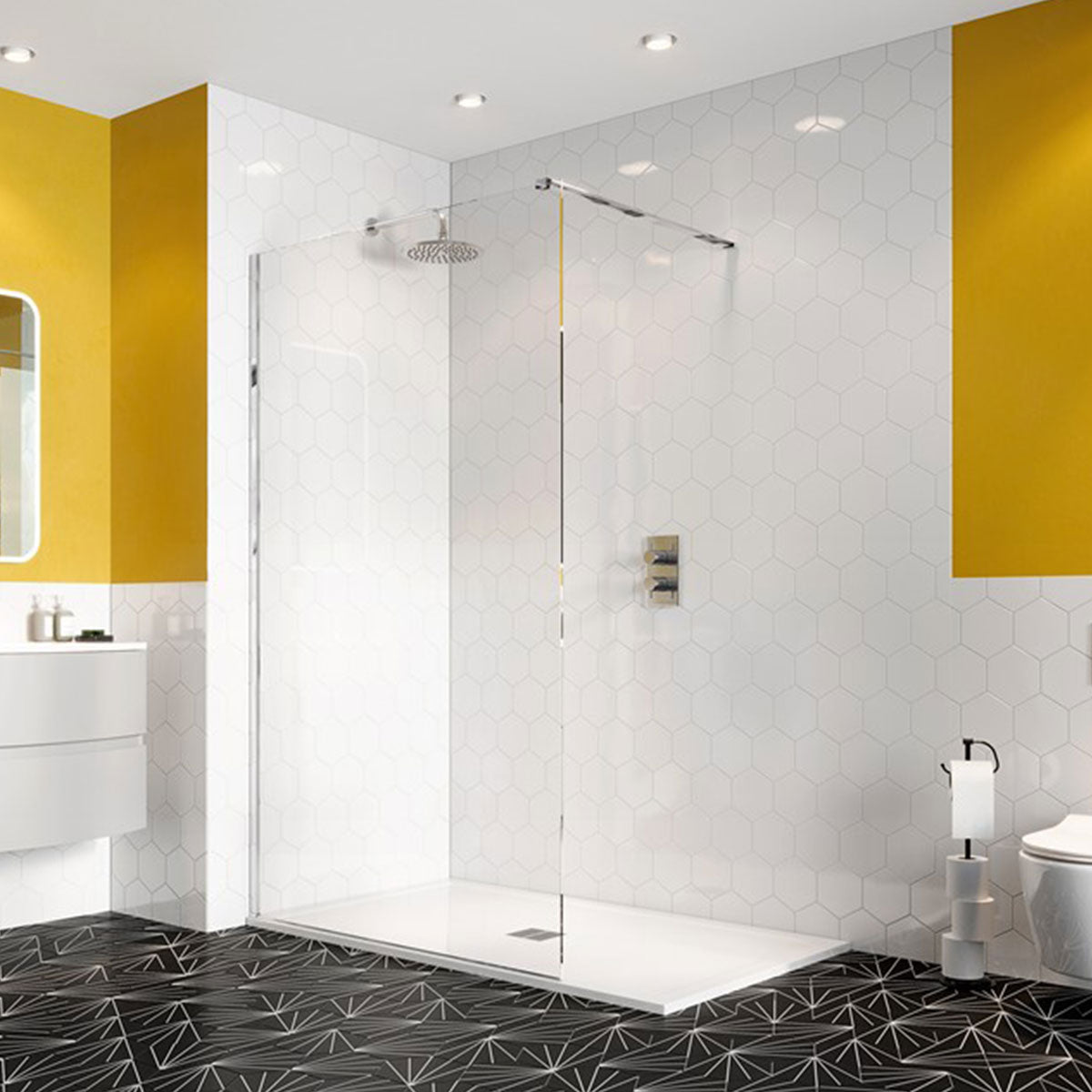 Granlusso 8 Clear Glass Wetroom Shower Screen - Chrome