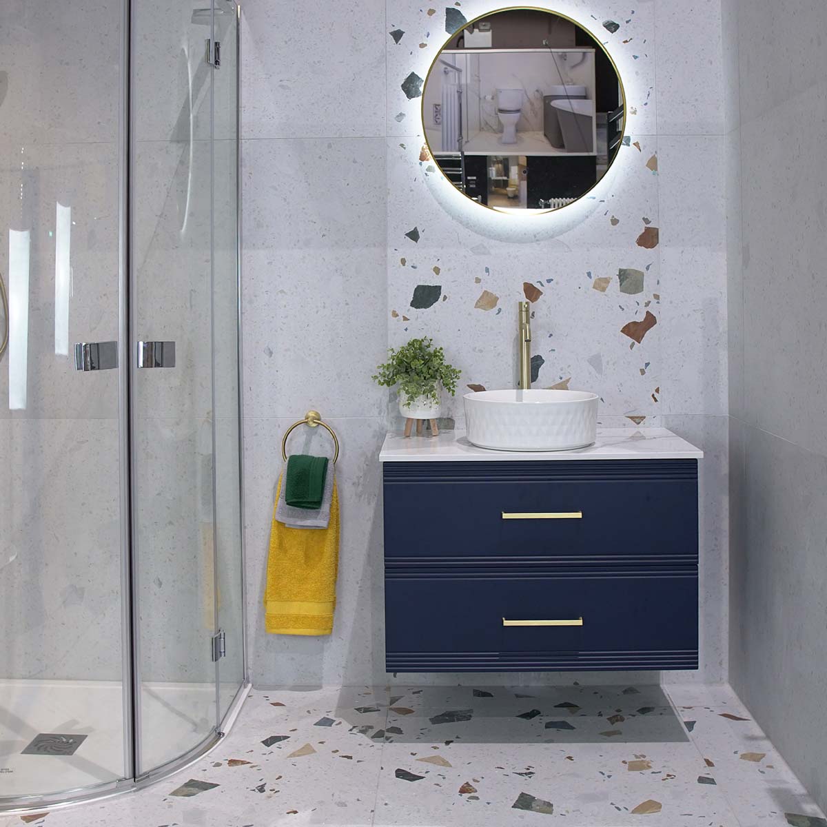 Granlusso Galleria Wall Hung 2-Drawer Vanity Unit With Marble Effect Worktop