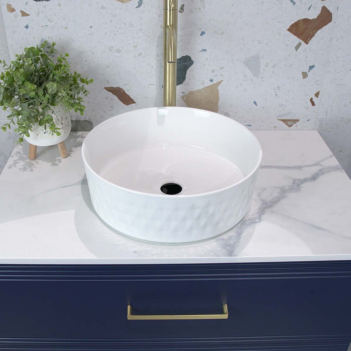 Granlusso Galleria Wall Hung 2-Drawer Vanity Unit With Marble Effect Worktop
