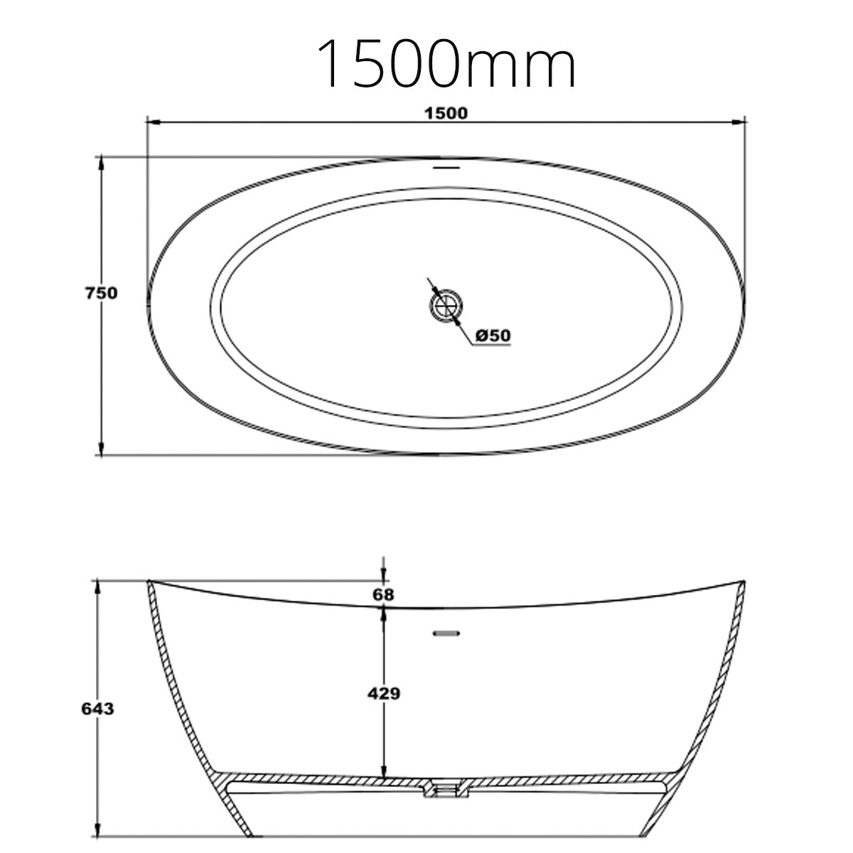 Granlusso Venzini Freestanding Stone Bath Matt White