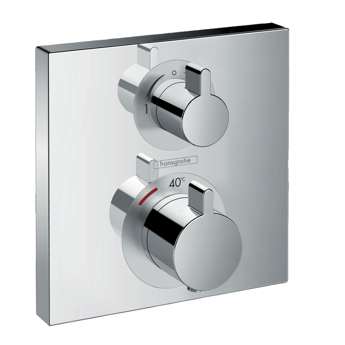 Hansgrohe Square Thermostatic Shower Valve with Raindance 300 Overhead & Handset Slide Rail Kit