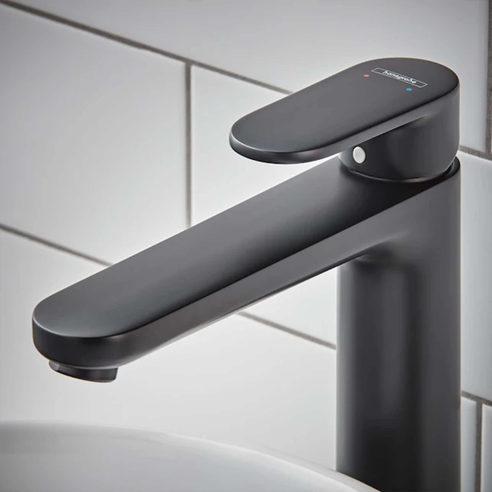 hansgrohe vernis blend 190 tall basin mixer with pop up waste matt black