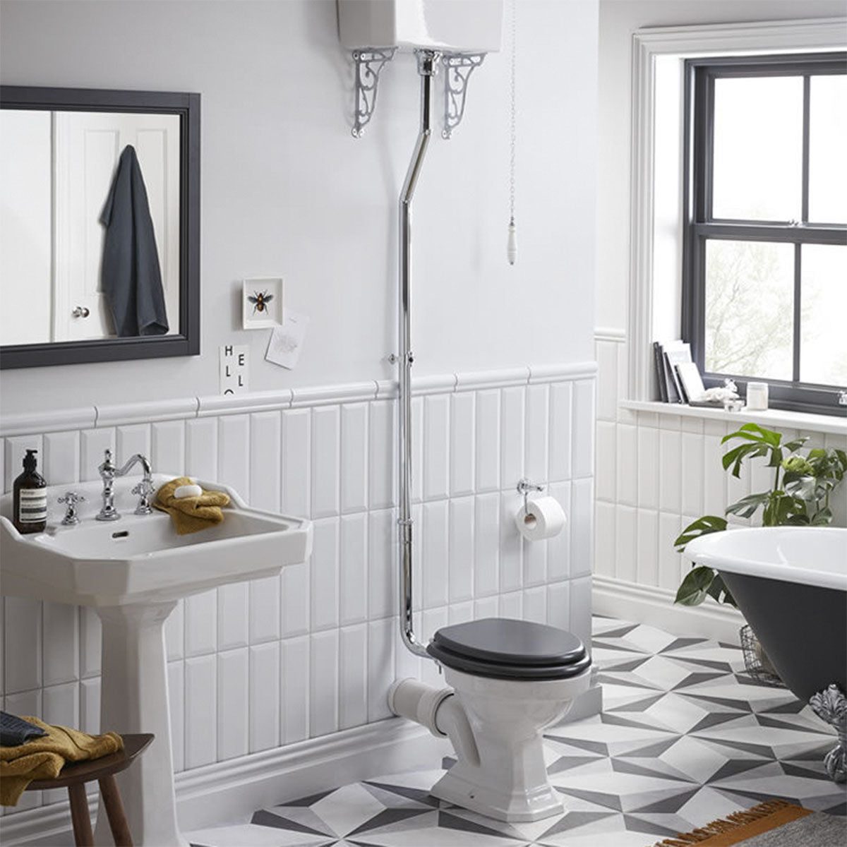 heritage granley high level toilet with standard wc pan chrome lifestyle