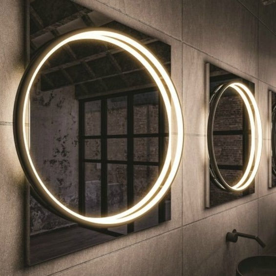 HiB Solas LED Illuminated Black Frame Mirror With Demister Pad