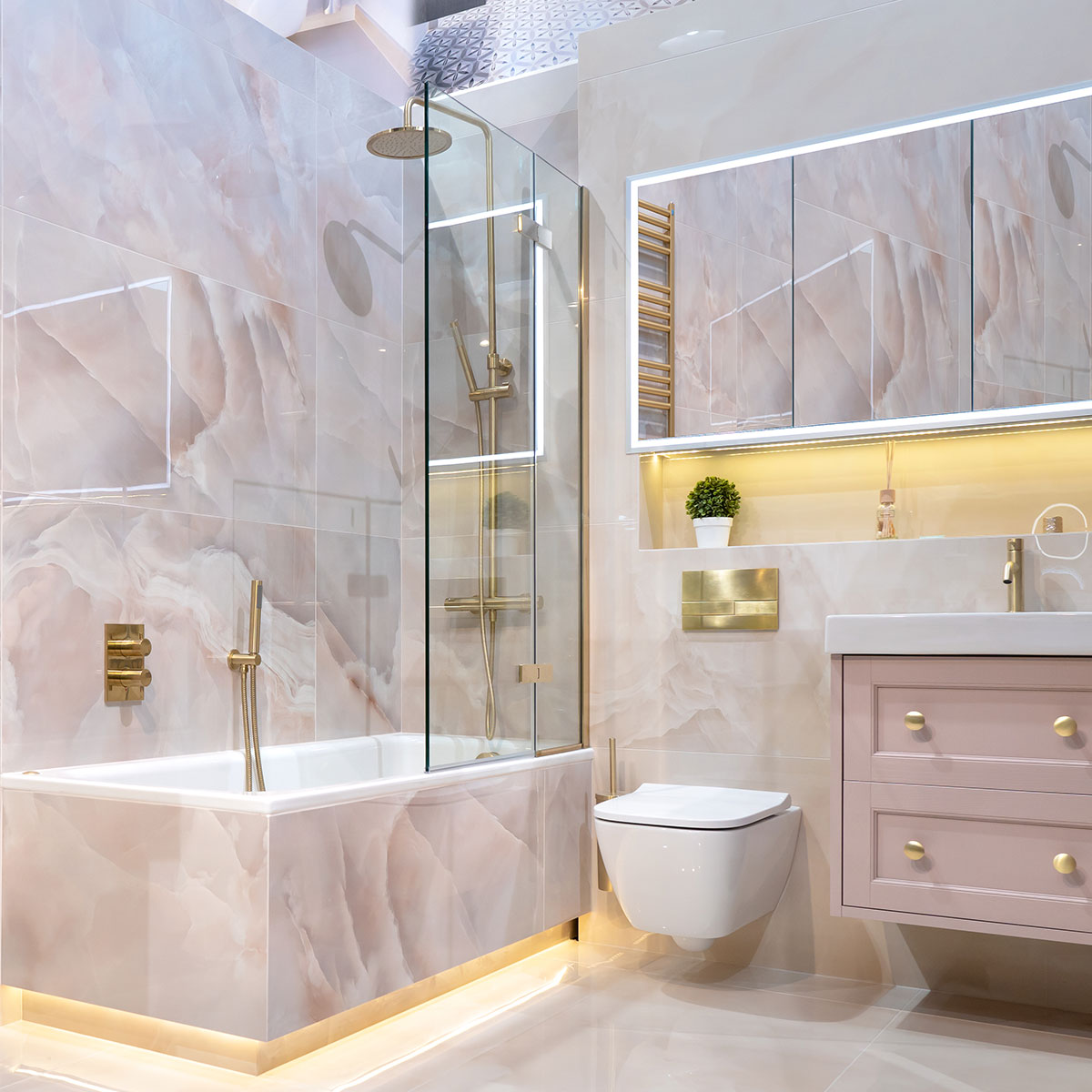 hib vanquish 120 recessed 3 door led mirror cabinet with charging sockets lifestyle