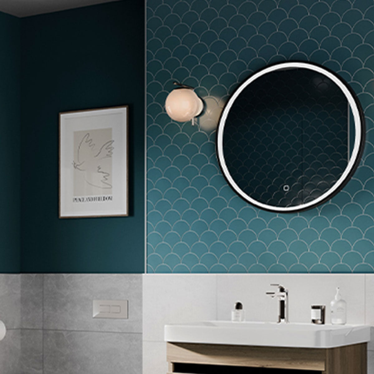 Hoxton LED Illuminated Mirror with Demister Matt Black