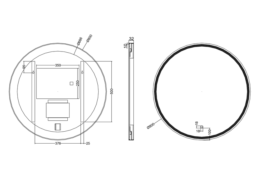 Hoxton LED Illuminated Mirror with Demister Matt Black