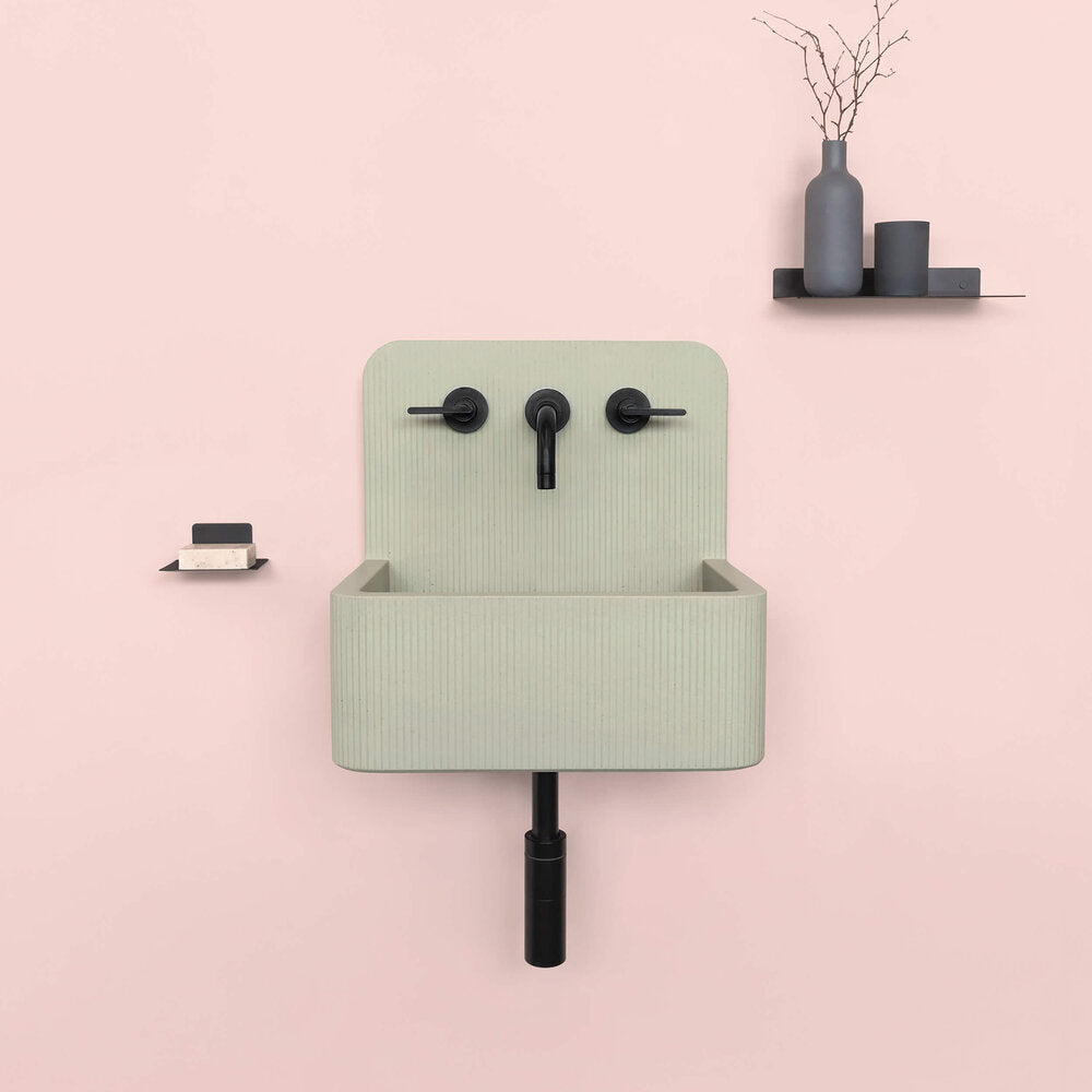 Kast Elm Mini Patterned Concrete Basin With Splashback Sage