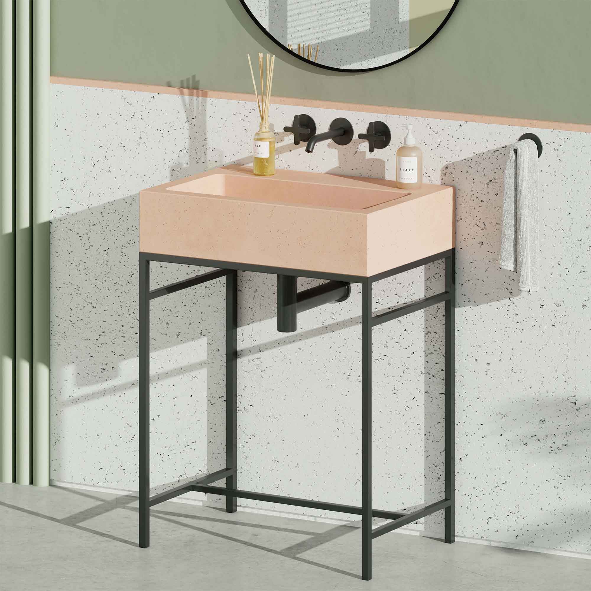 kast jura rectangular wall mounted concrete basin peach