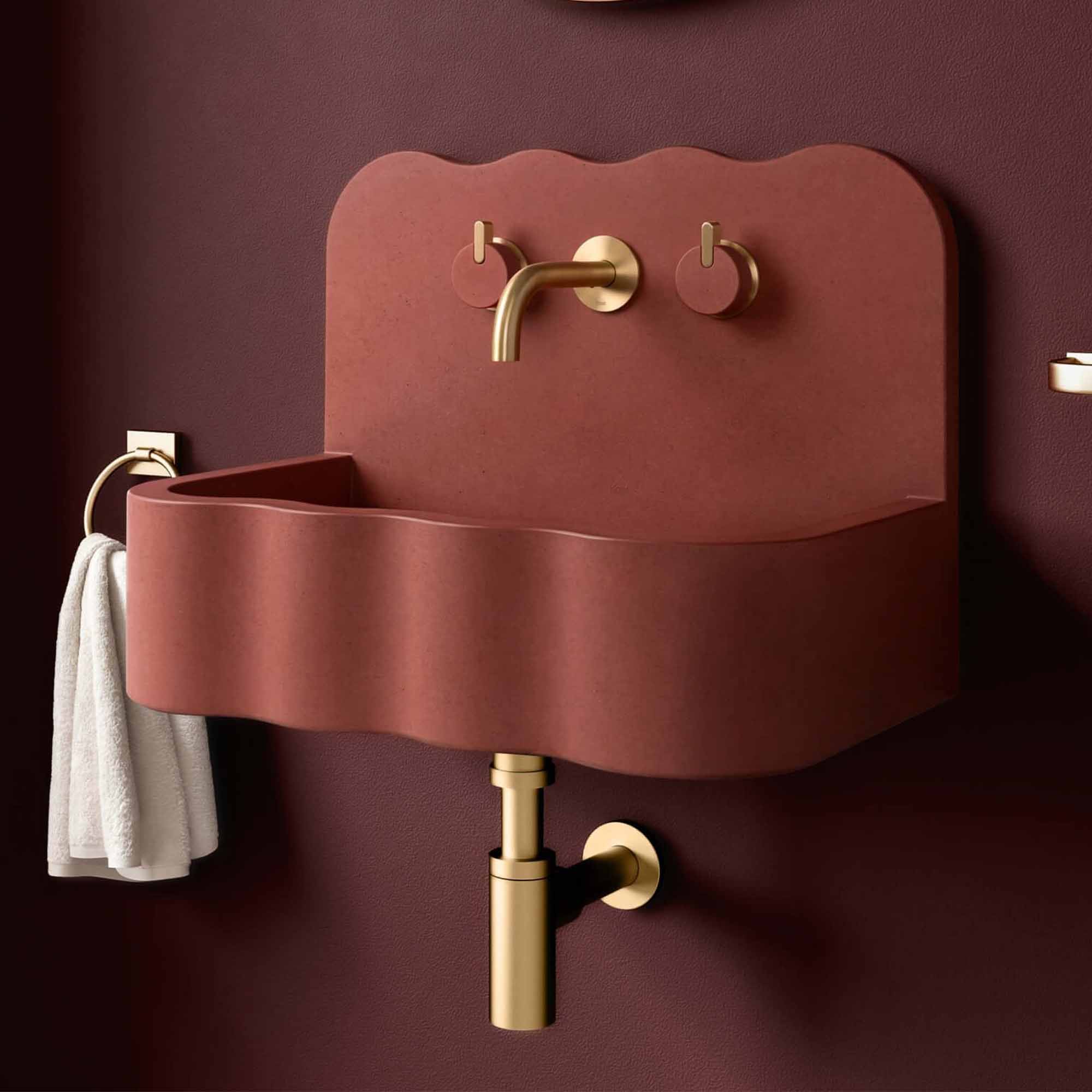kast tilde concrete basin with splashback crimson