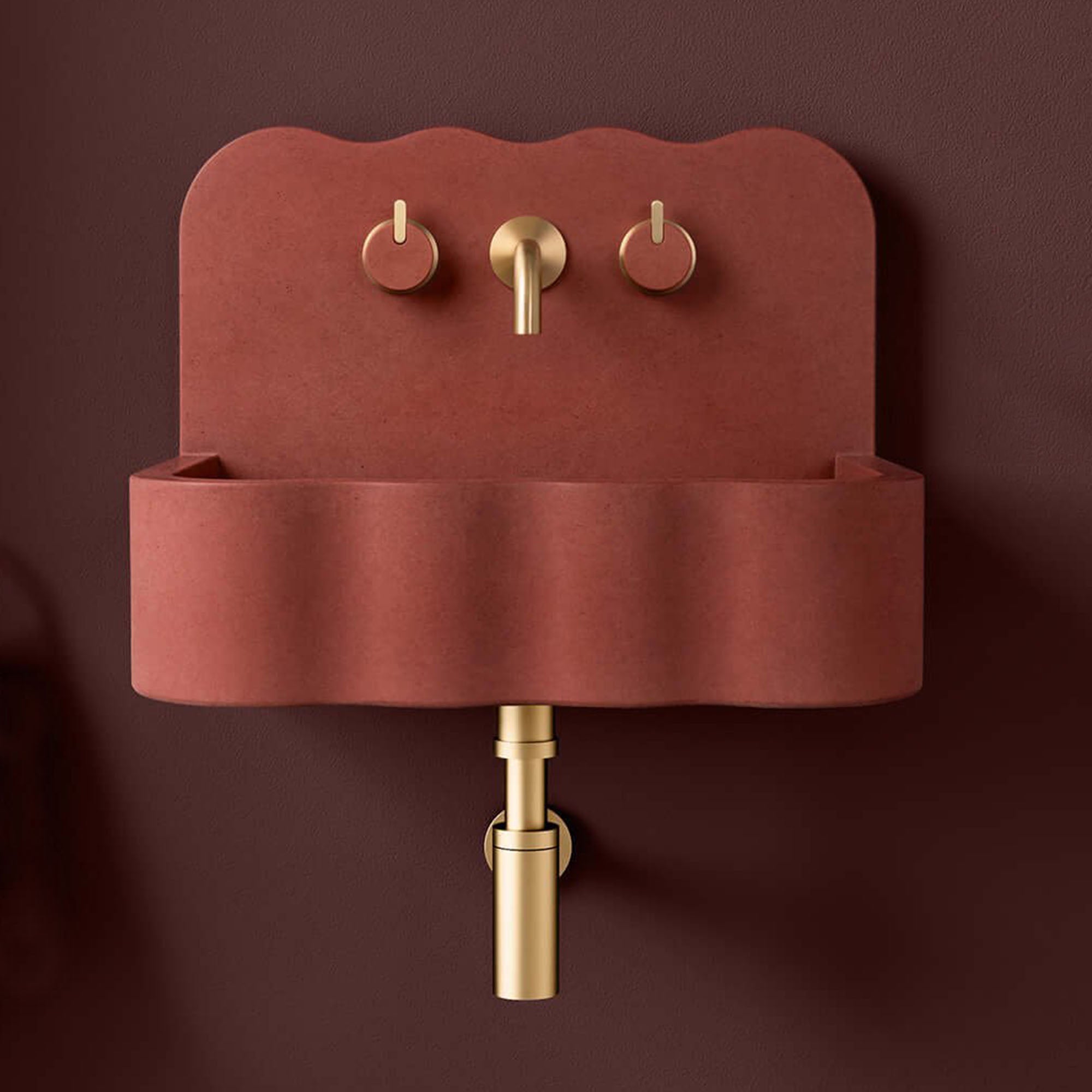kast tilde concrete basin with splashback crimson