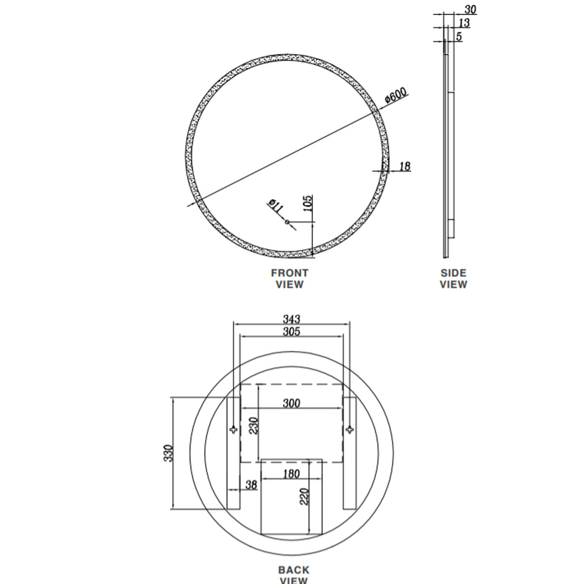 Kate Round LED Slimline Mirror With Contactless Sensor Switch