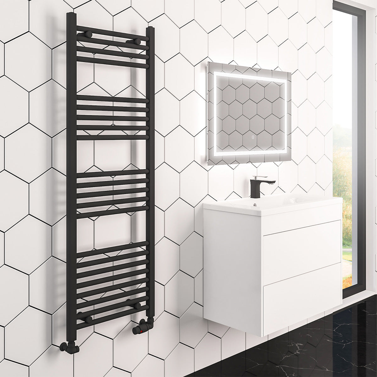 Madrid Heated Towel Rail Matt Black