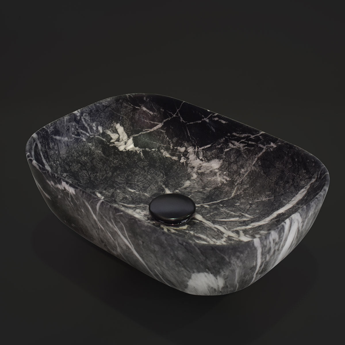 Granlusso Calacatta Black Marble Effect Countertop Oval Basin - Matte