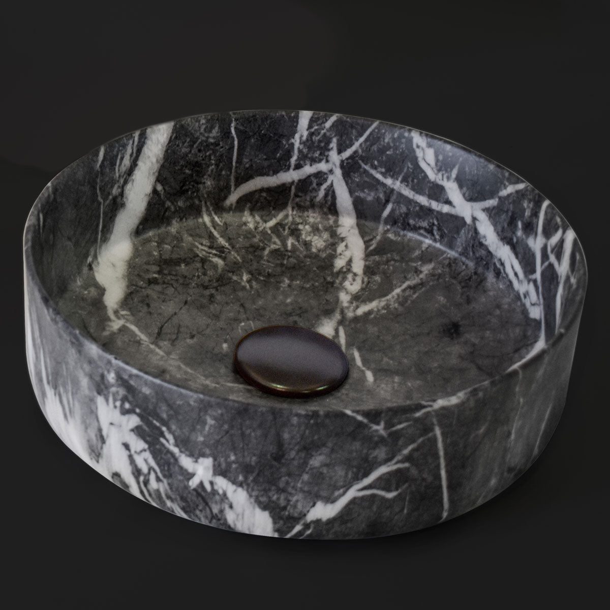 Granlusso Calacatta Black Marble Effect Countertop Round Basin - Matte