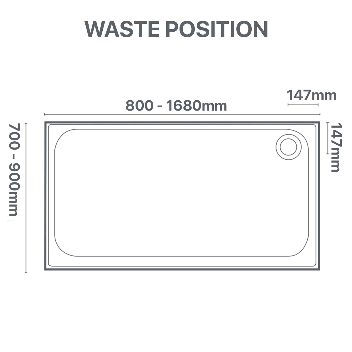 Merlyn Touchstone Slip Resistant Shower Tray - Rectangular Dimensions