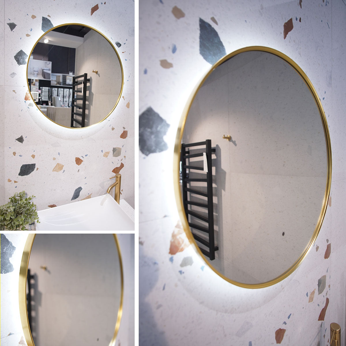 Granlusso Oro LED Mirror With Heated Pad - Brushed Brass