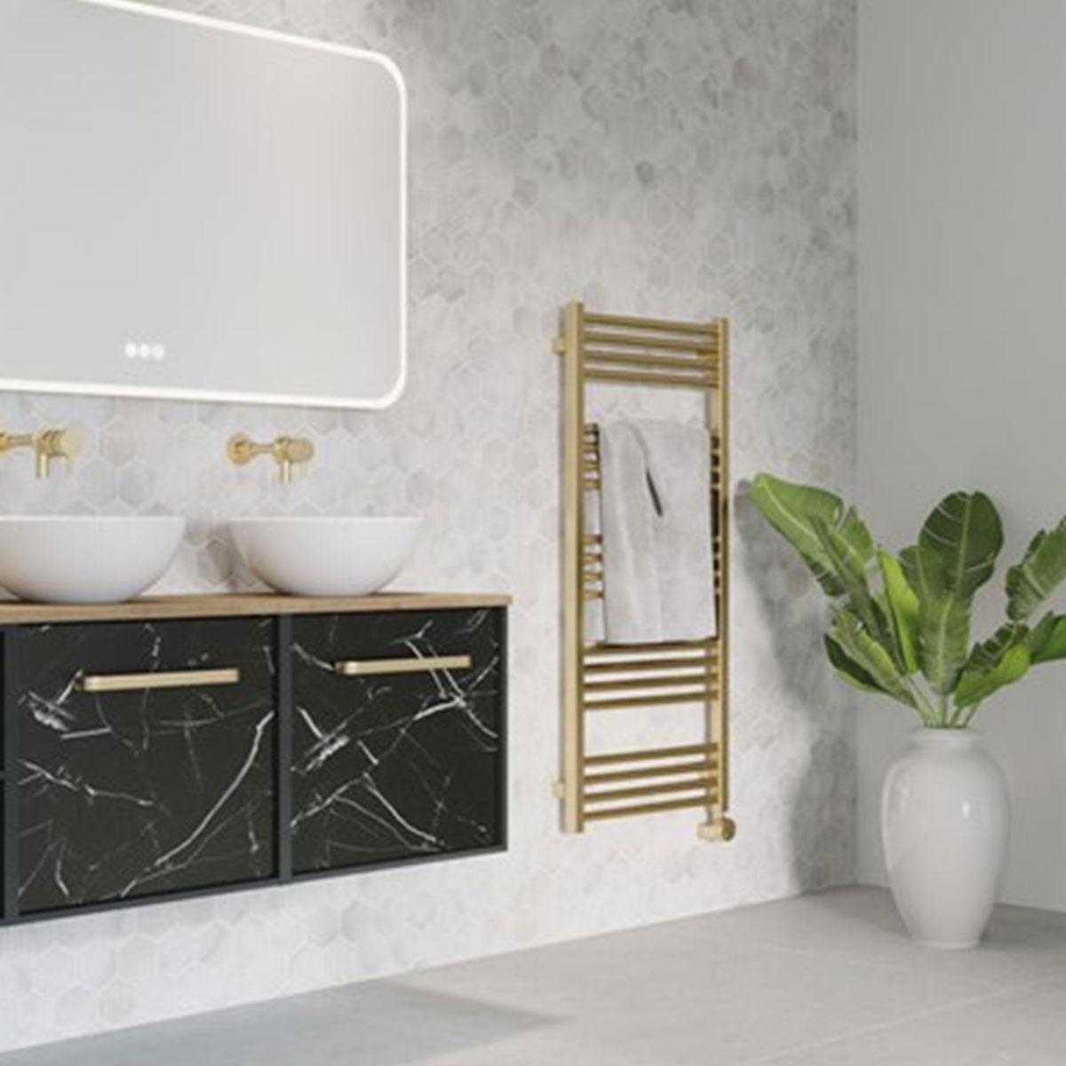 Crosswater MPRO All Electric Heated Towel Rail Brushed Brass