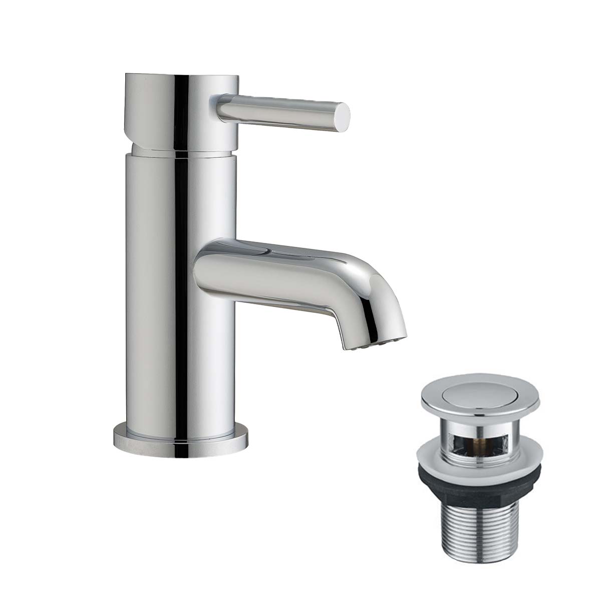 Deluxe Pembroke basin mixer tap monobloc with click clack waste chrome