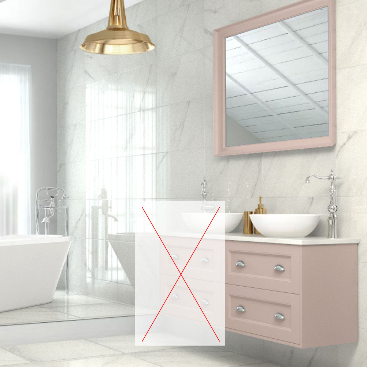 Roseberry 2 Drawer Wall Mounted Vanity Unit With Solid Surface Worktop