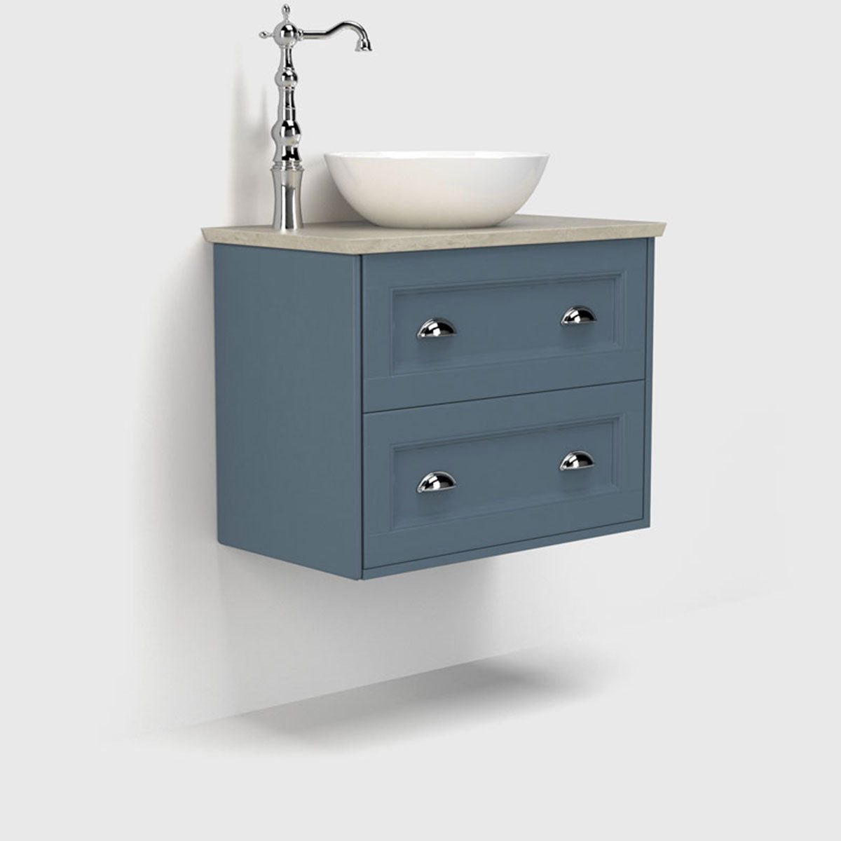 Roseberry 2 Drawer Wall Mounted Vanity Unit With Solid Surface Worktop
