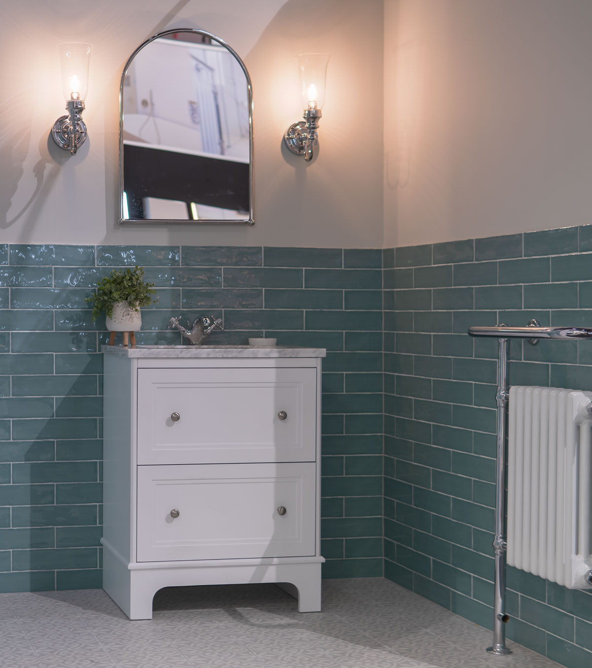 Shelbourne 650 Floorstanding 2-Drawer Marble Top Vanity Unit with Basin - Matt White