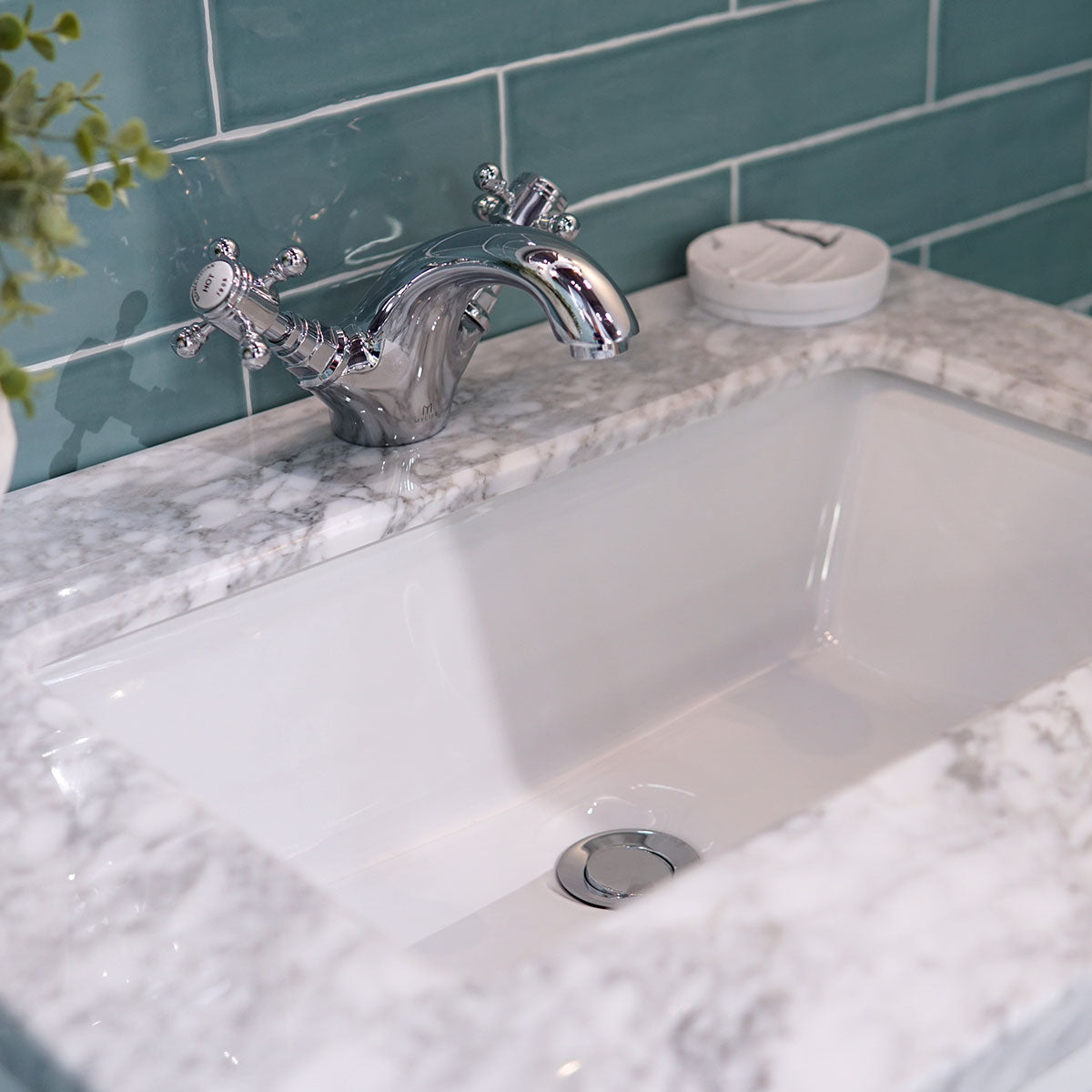 Shelbourne 650 Floorstanding 2-Drawer Marble Top Vanity Unit with Basin - Matt White