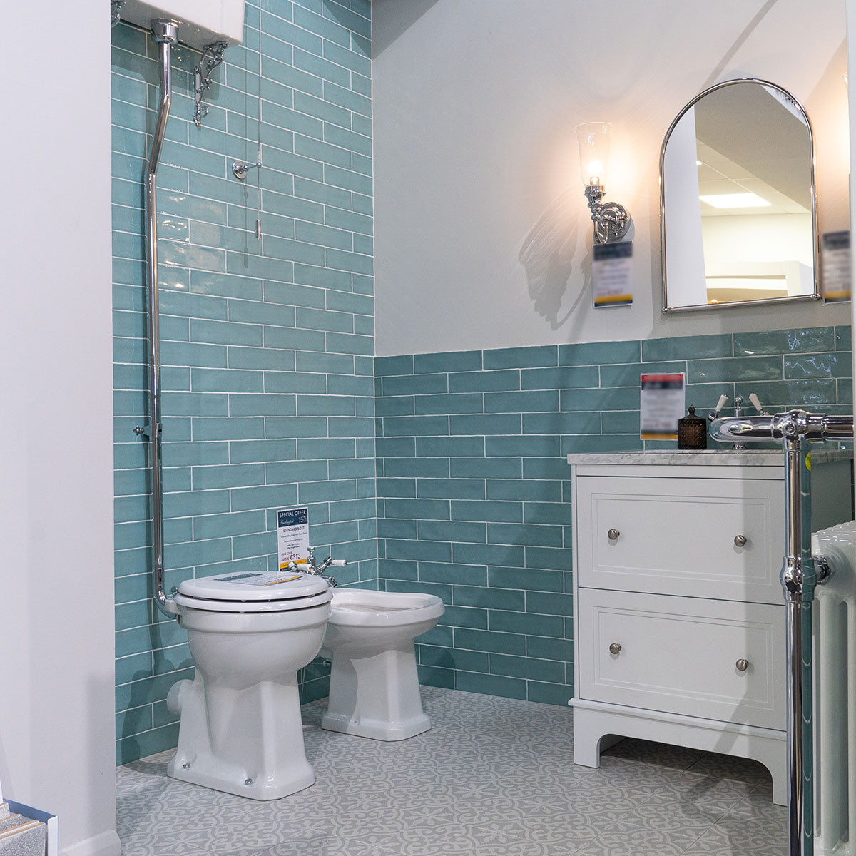 Shelbourne 650 Floorstanding 2-Drawer Marble Top Vanity Unit with Basin - Matt White