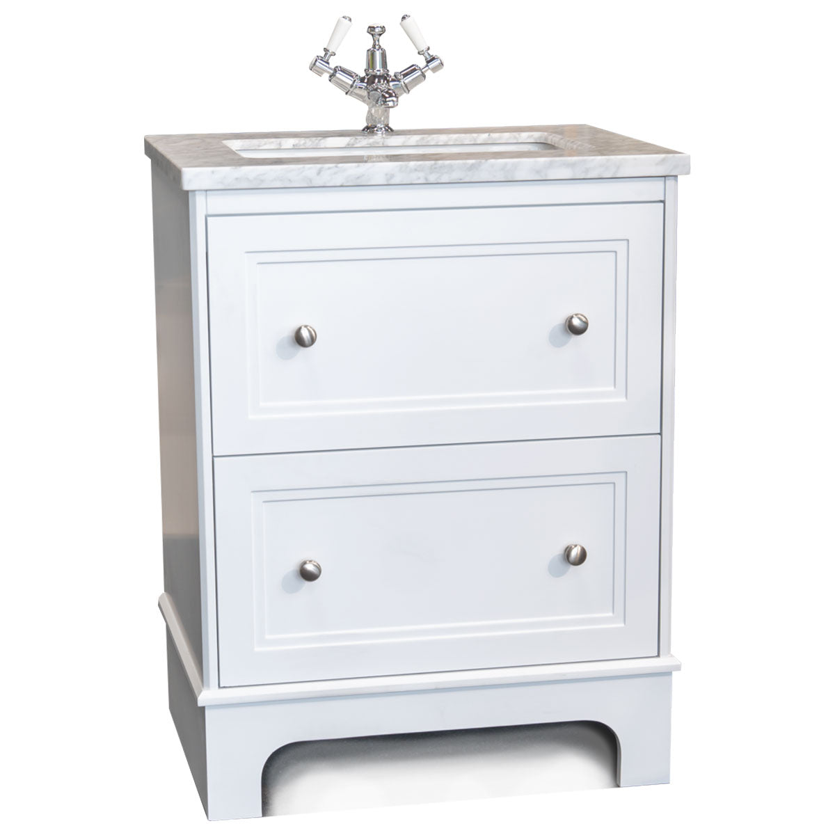 Shelbourne 650 Floorstanding 2-Drawer Marble Top Vanity Unit with Basin - Matt White