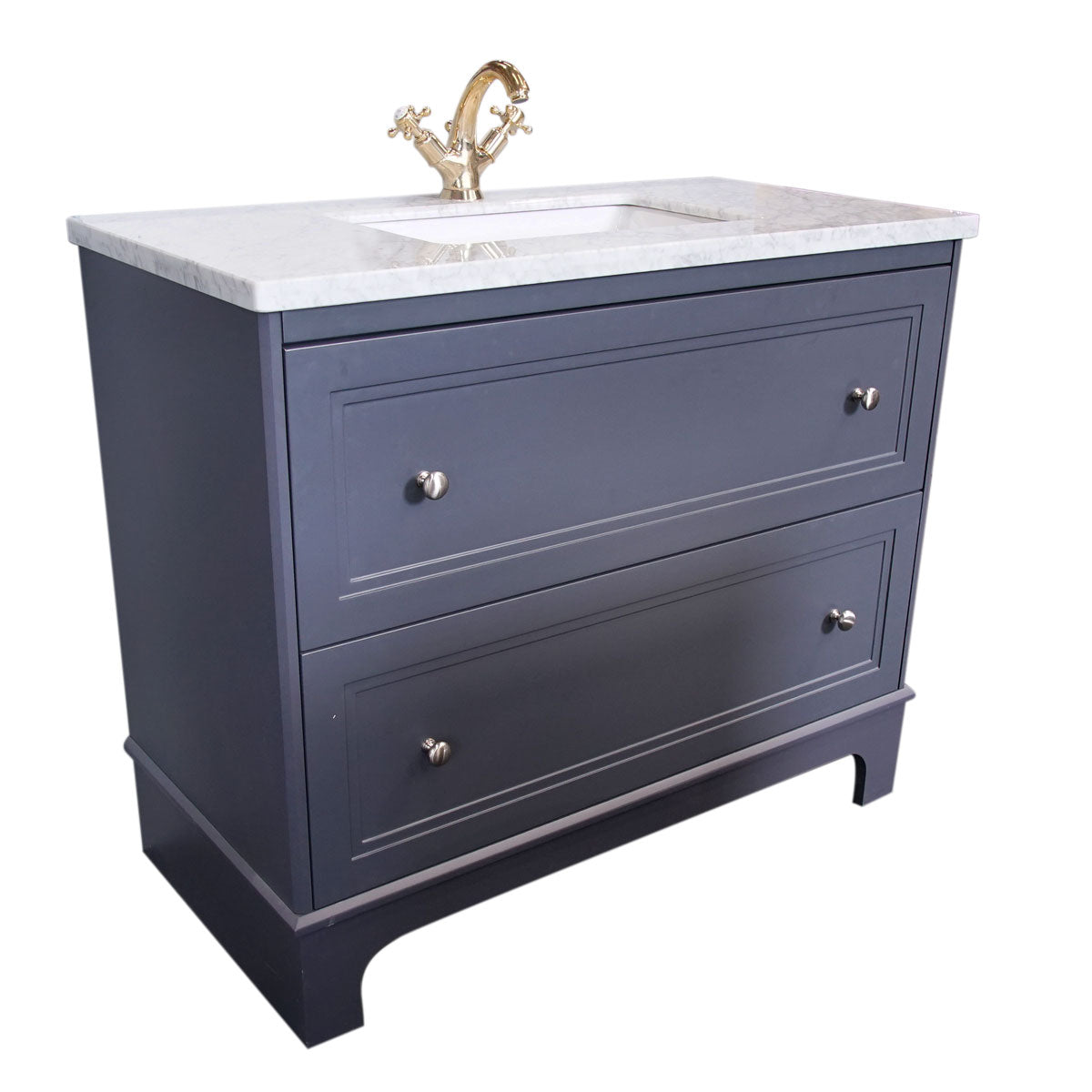Granlusso Shelbourne 2 Drawer Floorstanding Vanity Unit with Marble Worktop & Ceramic Basin