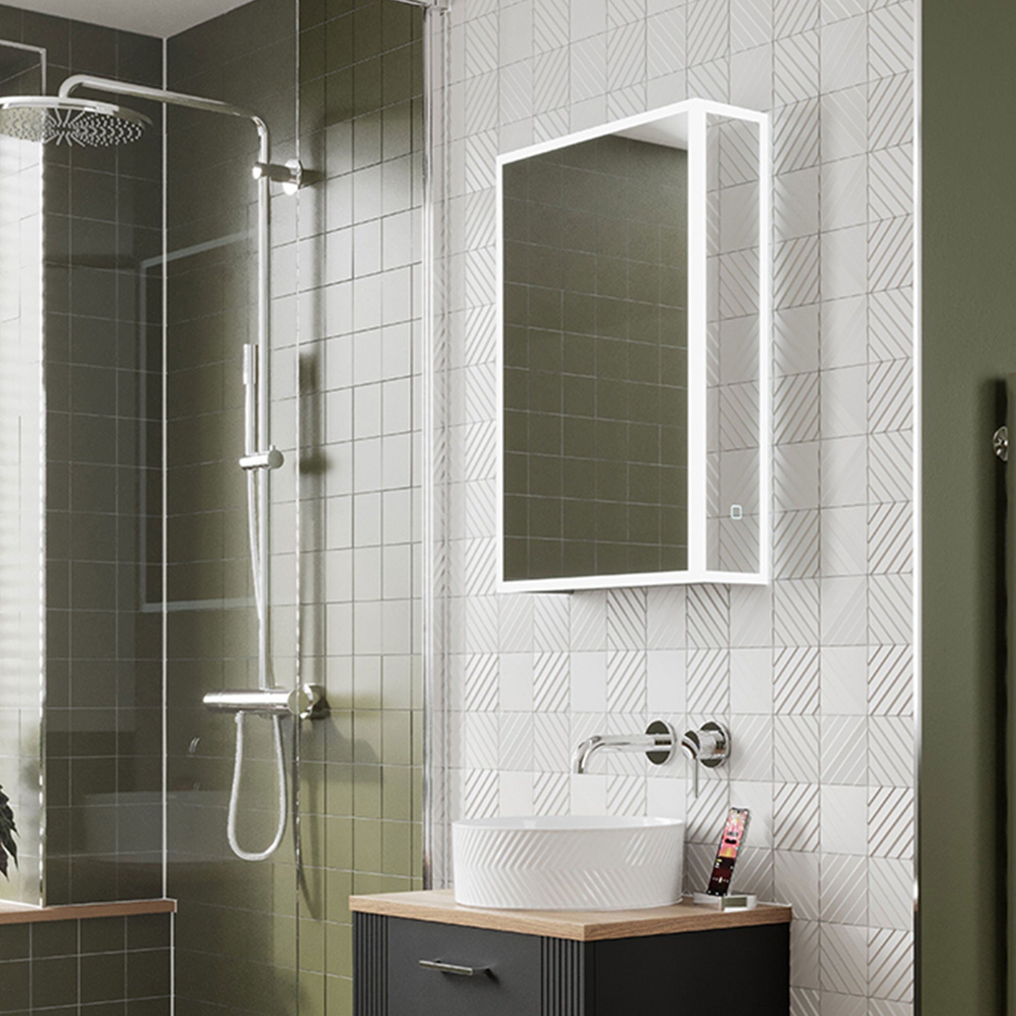 HiB Sound LED Mirror Cabinet With Bluetooth and Speakers