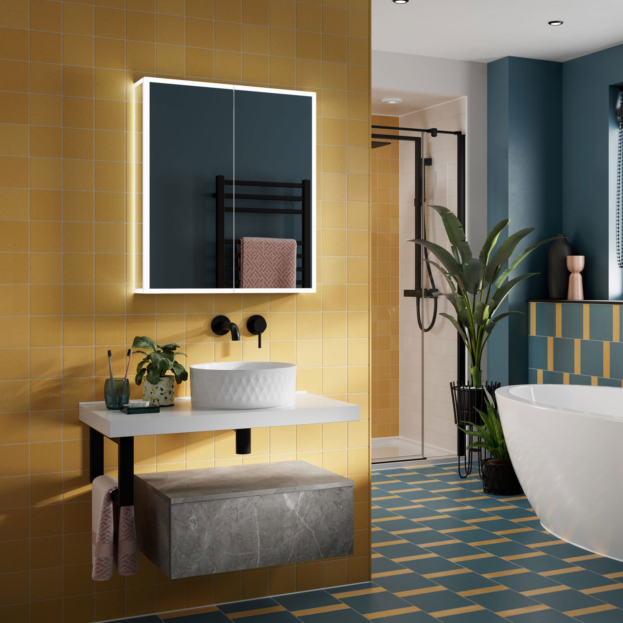 HiB Sound LED Mirror Cabinet With Bluetooth and Speakers