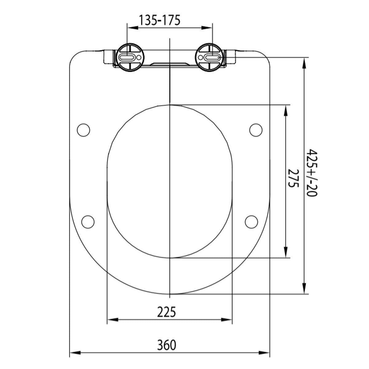 Slim D Shaped Soft Close Toilet Seat With Quick Release Hinges - White